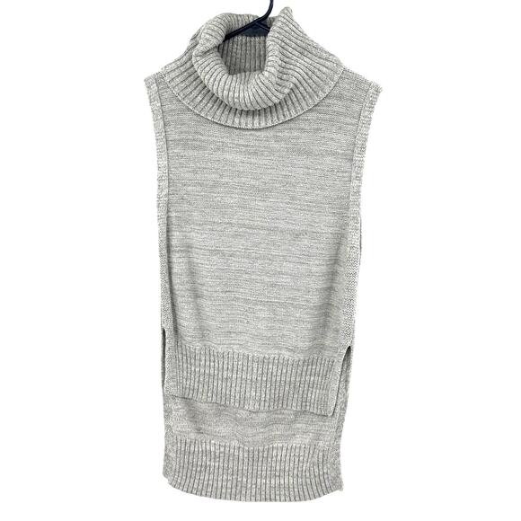 Banana Republic Size XS Sleeveless Turtleneck Sweater Top Hi Low‎ Split Hem Gray - Picture 1 of 4
